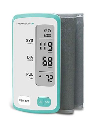 Cadeau Fête des Pères - THOMSON Cardio A9 Tensiomètre bras sans fil, pour toutes tailles, naturellement positionné, mesure extra fiable, détection d’arythmies cardiaques, CE médical, enregistré ANSM