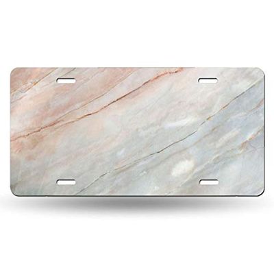 SJHKND Wit Marmer Gelicentieerde Plaat Cover Vanity Tag Metalen Auto Plaat Nieuwigheid Woondecoratie