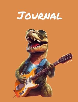 Cool T-Rex Guitar Playing Dinosaur Journal, 100 Lined Pages, 8.5 x 11 Inches - Great Notebook for Kids, Teens, Boys, Girls