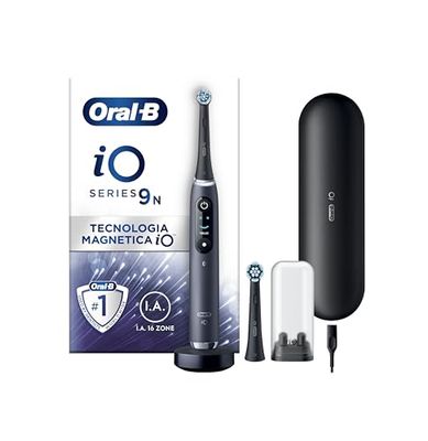 Oral-B Spazzolino Elettrico Ricaricabile iO 9S Nero, 2 Testine Di Ricambio, 1 Custodia Da Viaggio con caricatore. 1 Spazzolino