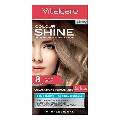Vitalcare Colourshine Colorazione Permanente Professionale Tinta Capelli, Biondo Chiaro