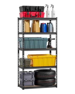 VEVOR Storage Shelves, 2000 lbs, 5 Tier Garage Storage Shelving, 16" D x 32" W x 62.8" H Adjustable Metal Shelves for Garage Shelves Utility Rack Shelf, Ideal for Kitchen, Warehouse, Basement, Black