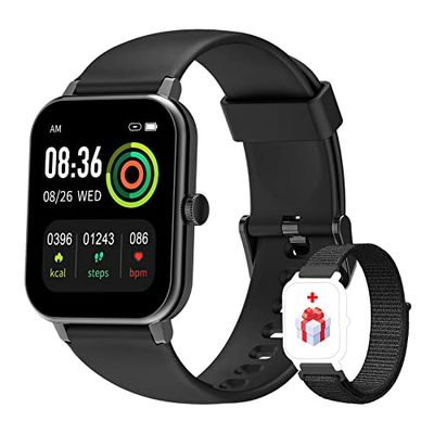 IOWODO Smartwatch voor heren en dames, fitnesstracker met IP68 waterdicht, hartslagmeter, bloedzuurstof (SpO2), stappenteller, stopwatch, 25 sportmodi, thermometer