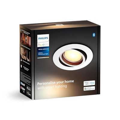 Philips Hue White Ambiance Milliskin, Faretto ad incasso Smart LED, Rotondo, Bianco