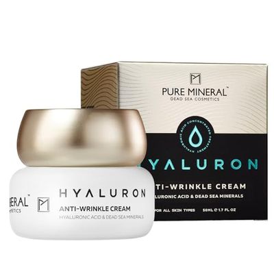 Pure Mineral - Anti-Wrinkle Hyaluron Cream for All Skin Types - Dead Sea Minerals, Enhanced Hydration, Facial Firming - Silicone-Free, Sulfate-Free, Paraben-Free - 50ml