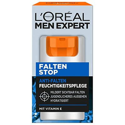 L'Oréal Men Expert Face Care Against Wrinkles for Men, Anti-Ageing Moisturiser Against Skin Aging and Dark Circles, Face Cream for Men with Vitamin E, Wrinkle Stop, 1 x 50 ml