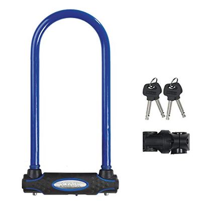 Master Lock Heavy Duty Bike D Lock [Key] [Universal Mounting Bracket] [Certified Bike Lock] [Long Shackle] [Blue] 8195EURDPROLWB - Ideal for Bike, Electric Bike, Mountain Bike, Road Bike, Folding Bike
