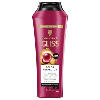 Schwarzkopf - Gliss - Shampoing Color Perfector - Protège l'Intensité de la Couleur - Cheveux colorés/méchés - 89% d'ingrédients d'origine naturelle - Flacon de 250ml