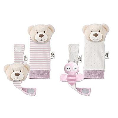 Set Sonajeros bebé para pies y muñecas Osito rosa