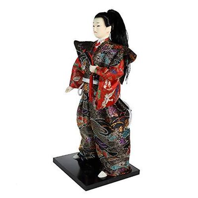 lachineuse - Japońska lalka kimono Samurai - tradycyjna azjatycka lalka 30 cm - japońska dekoracja salonu - figurka gejszy - rzemiosło - Home Deco Asia Japonia