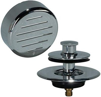 AB&A 60170 Press-In Strainer with Classic Overflow Plate and Push eN Lift Stopper, Chrome Finish