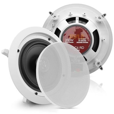 Pyle Altoparlanti a Incasso 16,5 Centimetri, Casse Audio a Due Vie con Woofer e Tweeter in Polimero, Risposta Frequenza 70Hz-20kHz, Speaker Potenza Picco 200 Watt