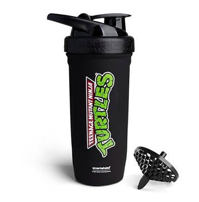 Smartshake TMNT Reforce Stainless Steel Protein Shaker Bottle 900 ml | 30 oz - Leakproof Screw-on Lid - BPA Free – Unisex - Non Insulated - New Black