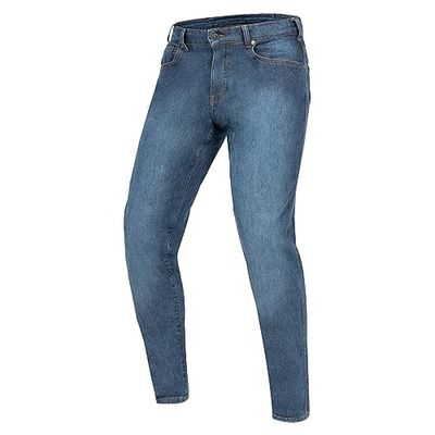 REBELHORN Nomad Motorjeans voor heren, armalith denim, SAS-TEC niveau 2 kniebeschermers en niveau 1 heupbeschermers, taps toelopende pasvorm, washed blue, 32W / 34L