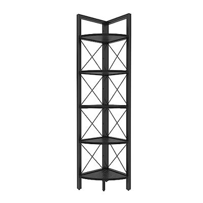 DECOROTIKA Remo Modern 160 cm Hoekunit Boekenplank Boekenkast - Decoratieve Hoekrek - Kleuropties (zwart marmereffect/zwart)