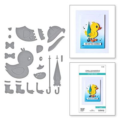 Spellbinders Duck with Umbrella Etched Dies from Showered with Love Collection by Vicki Papaioannou, Metal, ONE