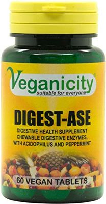Veganicity Digest-Ase : Digestive Health Supplement : 60 Tablets, in a Planet-Friendly 99% Recycled Pot