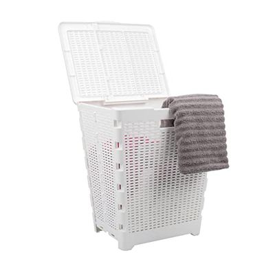 Mind Reader Tidy Collection - Cesto para ropa sucia, color blanco