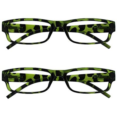OPULIZE The Reading Glasses Company Green Tortoiseshell Lightweight Comfortable Readers Value 2 Pack Mens Womens RR32-6 +1.50