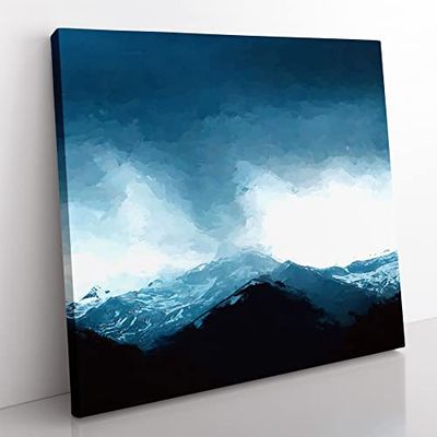 Cloud Touching the Mountains in Abstract Modern Canvas Wall Art Print Ready to Hang, Framed Picture for Living Room Bedroom Home Office Décor, 50x50 cm (20x20 Inch)