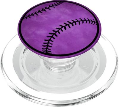 Negro Béisbol Sóftbol En Púrpura Vintage PopSockets PopGrip para MagSafe