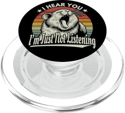 Yawn Hamster, te escucho, simplemente no estoy escuchando Sunset Retro PopSockets PopGrip para MagSafe