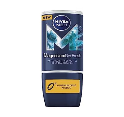 NIVEA MEN MAGNESIUM DRY FRESH Deodorante a sfera da uomo (1 x 50 ml), antitraspirante senza sali di alluminio, roll-on, sensazione di freschezza 48 ore