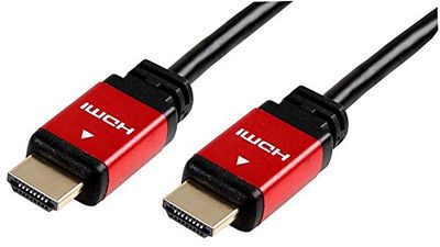 Pro Signal PSG04094 HDMI Lead with Ethernet, Male to Male, Red Metal Heads, 4m, Black