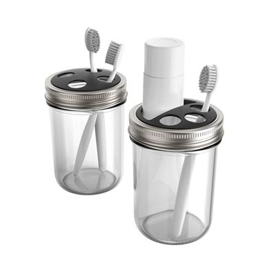 Jarware Lot de 2 couvercles en Nylon pour Brosse à Dents et Dentifrice Noir
