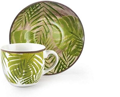 Excelsa Foliage Conjunto de 6 chávenas de café com pires, porcelana
