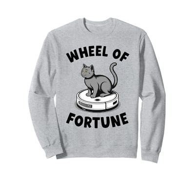 Wheel Of Fortune Cat On Robot Vacuum Cleaner Cat Sweatshirt