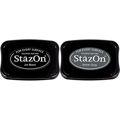 Tsukineko Stazon Jet Black Ink Pad & StazOn Stamp Pad, Dark Grey, SZ000032