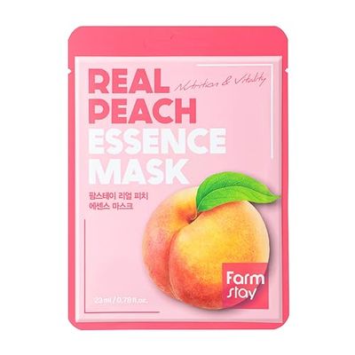Essence Mask - Real Peach by FarmStay for Women - 0.78 oz Mask