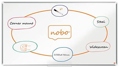 Nobo Premium Plus Lavagna Magnetica Laccata Widescreen - 1550x870 mm, Cornice in alluminio, Certificazione Ecolabel UE, 1915373
