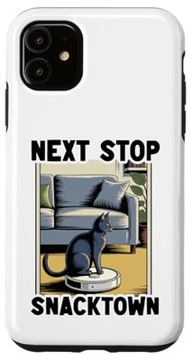 Next Stop Snacktown Robot Vacuum Cleaner Funny Cat Case for iPhone 11