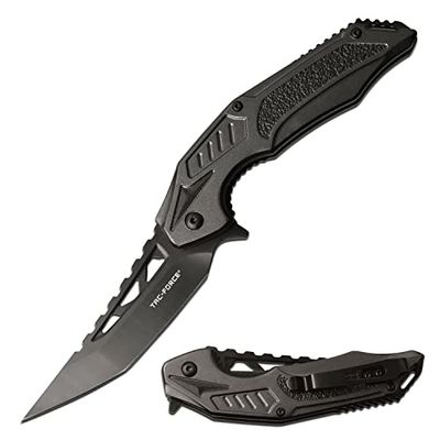 Tac-Force, Nóż składany, ostrze: 9 cm, stal nierdzewna, ostry nóż kieszonkowy, uchwyt: aluminium, TF-1003GY