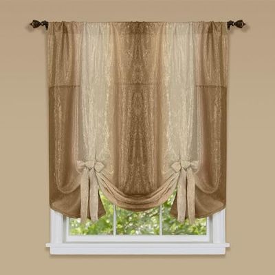 Achim Home Furnishings Ombre Tie up Shade Window Curtain Amarre Suave para Ventanas, Poliéster, Arenisca, 50" W x 63" L (Pack of 1)