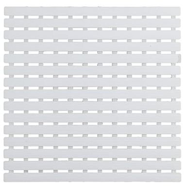 Wenko Tappeto doccia Arinos bianco 54 x 54 cm - Tappetino doccia con ventose antiscivolo, Plastica, 54 x 54 cm, Bianco