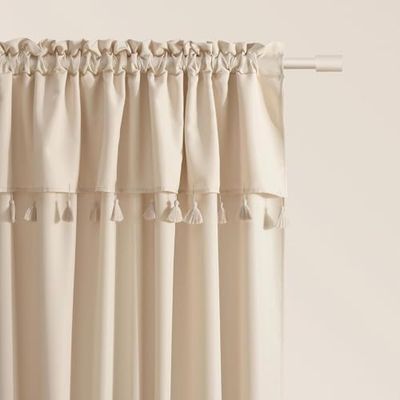 ROOM99 Astoria Curtain with Ruffle Tape, 140 x 260 cm, Width x Height Sliding Curtains, Modern Curtain, Living Room, Bedroom, Cream, 1 Piece