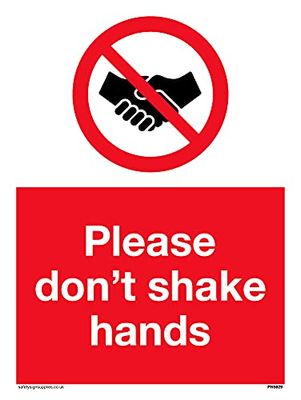 Pack of five - Please don't shake hands Sign - 150x200mm - A5P
