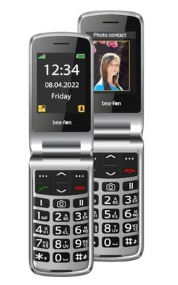 Beafon, SL605, Silverline, klaptelefoon, seniorenmobiele telefoon met SOS-noodoproepknop, mobiele telefoon, toetsentelefoon, kleurendisplay 2,4 inch (6,09 cm) / kleurendisplay van de buitenkant 1,44