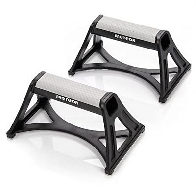 meteor Push-up Bar Soporte Flexiones Equipo Deportivo - Manijas Soportes para Entrenamiento Ejercicios Fitness Calisténica Culturismo Gimnasio Paralelas Antideslizantes para Hombre Mujer (Negro)