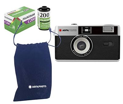 AgfaPhoto Kit appareil photo analogique 35 mm nero (film + batterie)