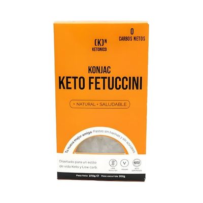 KETONICO Konjac Keto Sin Gluten, Sin Lactosa, Sin Soja, Sin OMG, Certificado Keto 1.2g Carbohidratos por Plato, Fetuccini