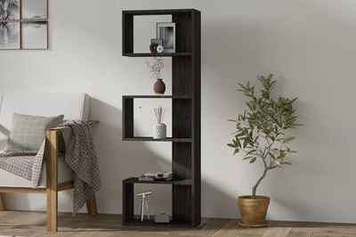 Modern antracit bokstöd, 150 cm höjd, 51,8 cm bredd | 100% melaminbelagd partikelbräda, 18 mm tjock | Väggmonterad, skandinavisk design, Numerous Shelves