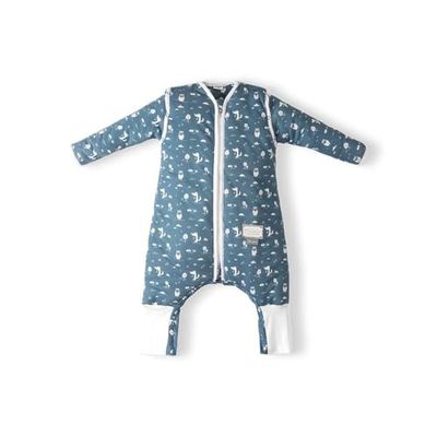 MOOVO by Nuvita 90250 | Slaapzak met voet en opvouwbare sokken, biologisch katoen, OEKO TEX gecertificeerd, TOG 2.5 | Maat: 2 jaar | Powder Blue