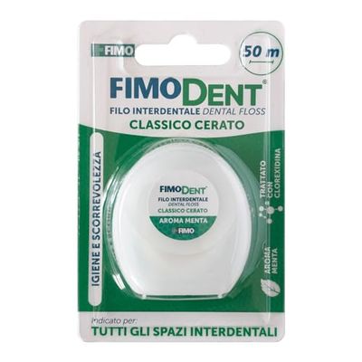 Fimodent Filo Interdentale 50 m - Classico Cerato, Ideale per Tutti gli Spazi fra i Denti