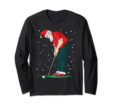Divertente Golf Santa Claus regalo di Natale Maglia a Manica