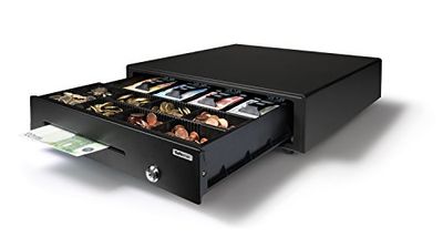 Safescan LD-4141 Cajón portamonedas uso ocasional para el efectivo - Caja registradora con 4 apartados para billetes y 8 para monedas - Caja dinero conexión RJ-12 - Cajón portamonedas 41x41,5x11,5 cm