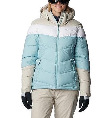 Columbia Abbott Peak Insulated Jacket, Giacca Da Sci Donna, Aqua Haze/Dark Stone/White, Taglia S